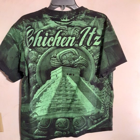 Yazbek Chichen Itza Cancun Mexico Mayan Ruins All Over Print SST Shirt Size L - Picture 2 of 5